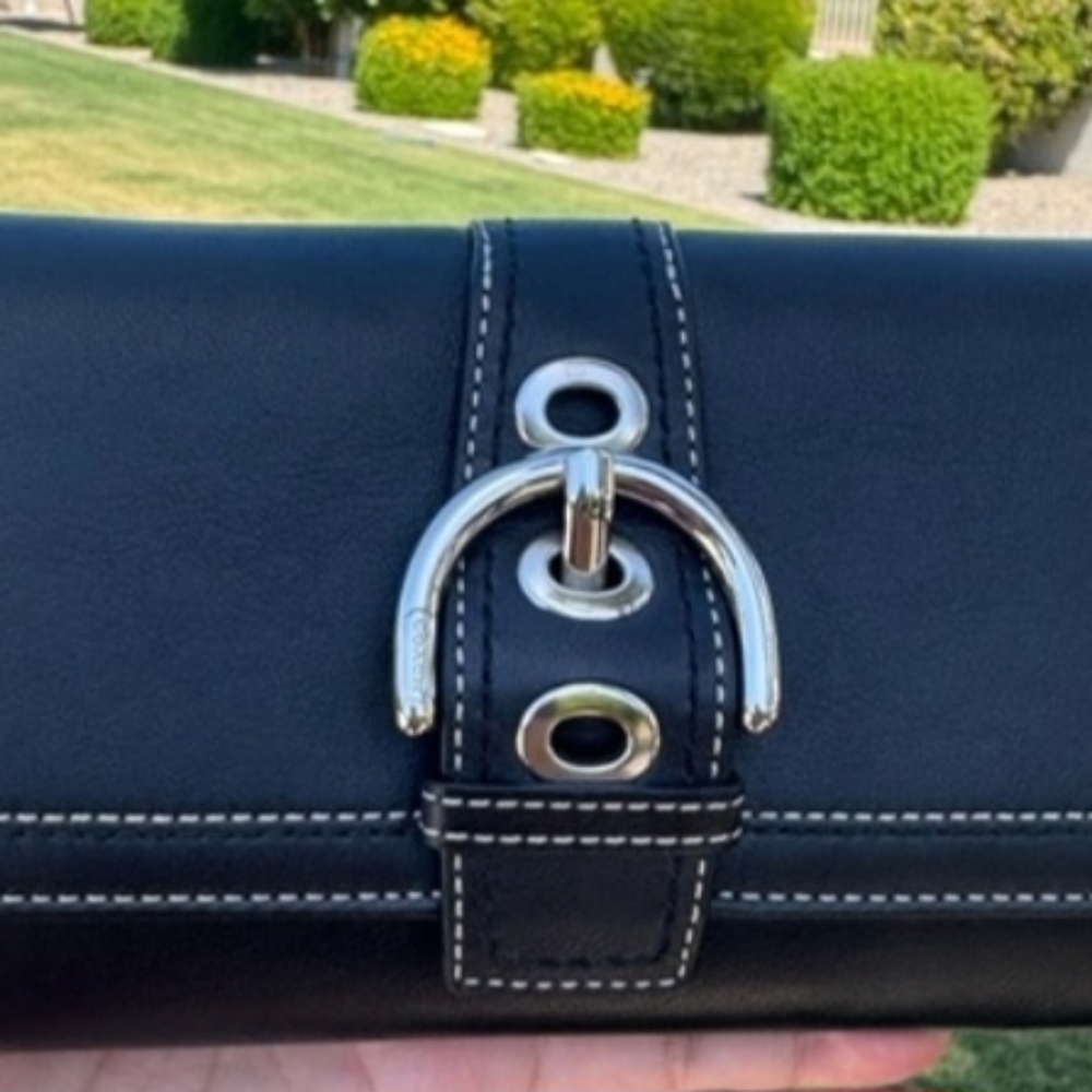 Coach Vintage Y2K SoHo Black Leather Checkbook Wallet NWT